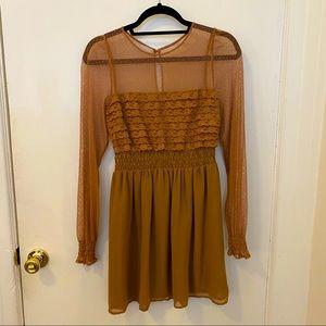 Free People marigold/mustard yellow lace dress